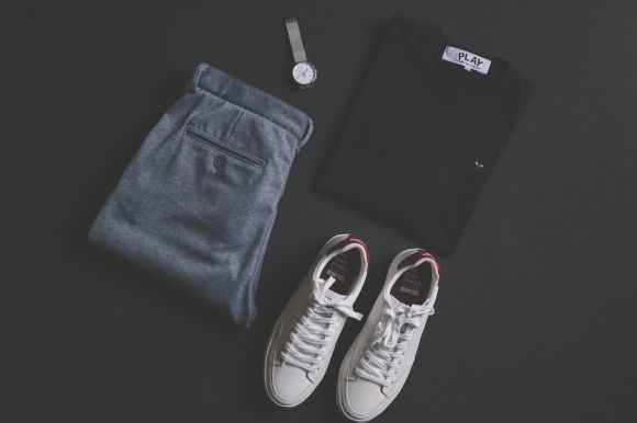 Clothing - pair of white low-top sneakers