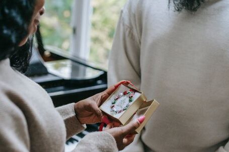 Clothing Exchange - Black woman receiving present from man